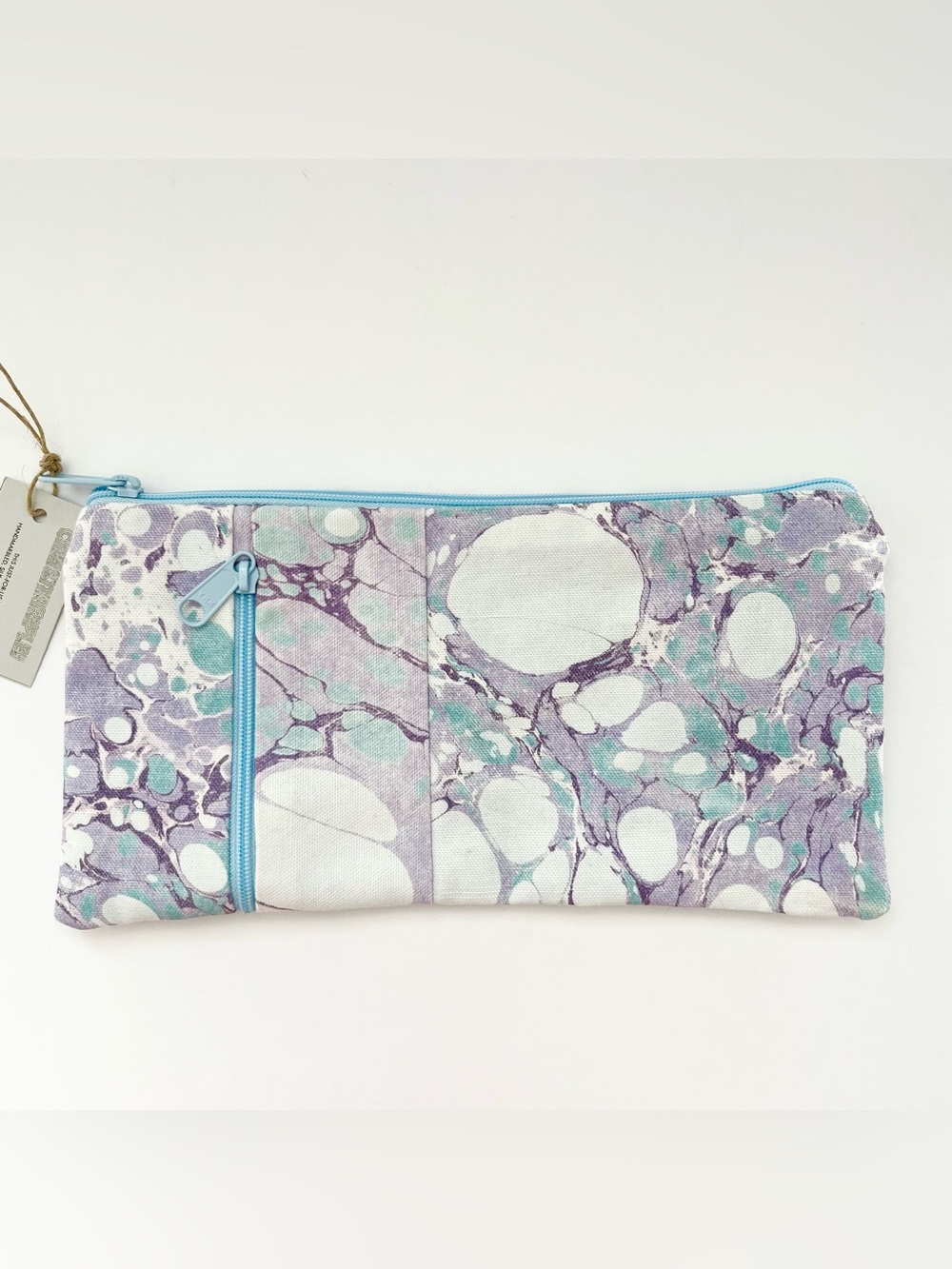 NWT Christin Ripley Studio Handmade Fabric Pouch Purple Blue Cosmetics Catchall